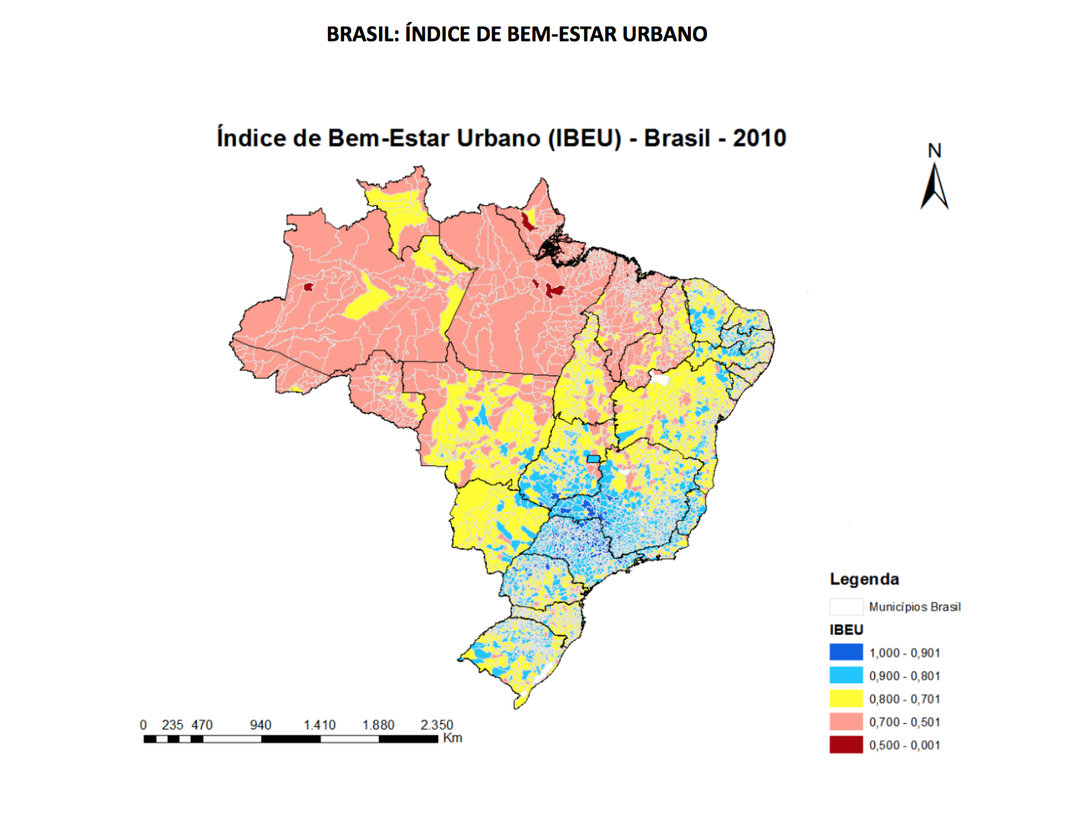 Mapa do Indice de Bem-Estar